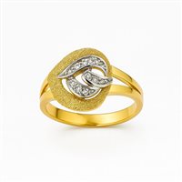 Anello da donna in oro bicolore con motivo satinato e zirconi – 3.90 g – Misura 15 – Idee Preziose dal 1987 - IP.AK18M/5